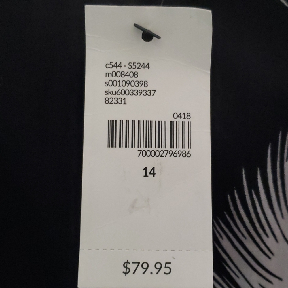 Size 14 Black w/ white whisps Lane Bryant dress - Picture 2 of 2
